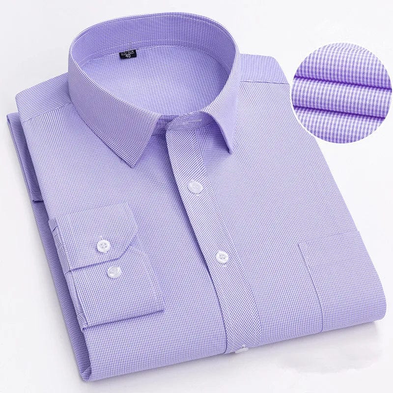 Bamboople men's long sleeve casual shirt with print, cotton fabric, button-down style, suitable for office and casual wear.