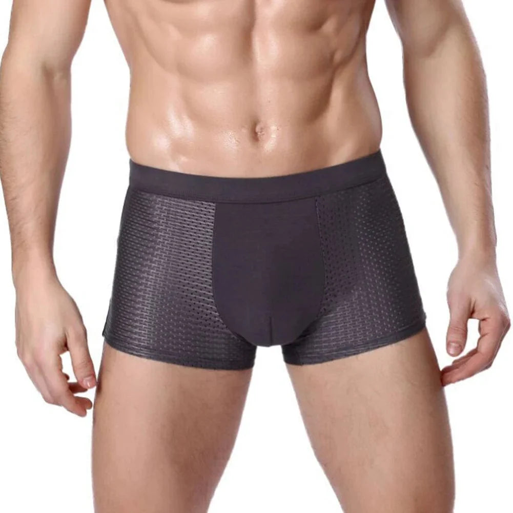 Men's bamboo microfiber boxer briefs from Showlu, featuring stretch compression fit and comfortable design for everyday wear.