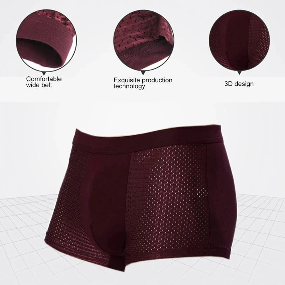 Showlu Men's bamboo microfiber boxer briefs with stretch compression fit, featuring a smooth, breathable fabric for comfortable wear.