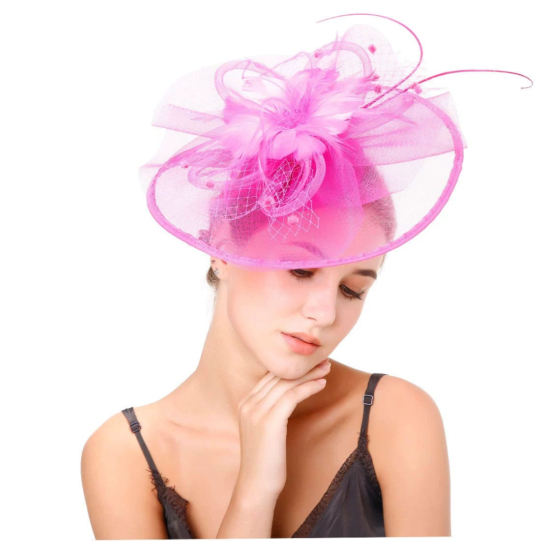 Elegant Showlu Fashion banquet hat with decorative hair barrettes, stylish accessory for women’s formal occasions.
