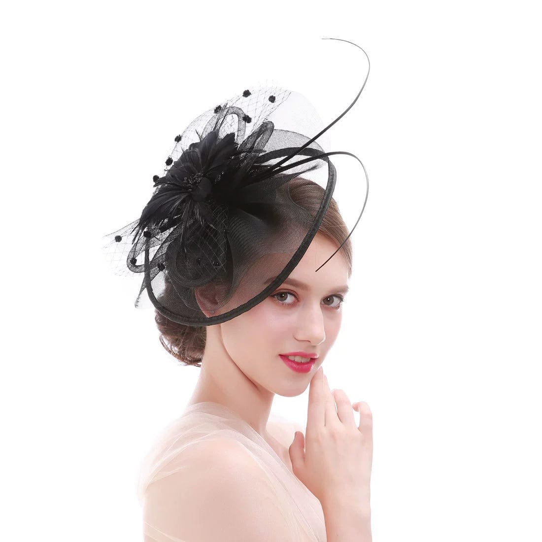 Elegant Showlu Fashion banquet hat with decorative barrettes, a stylish hair accessory for women suitable for formal occasions.