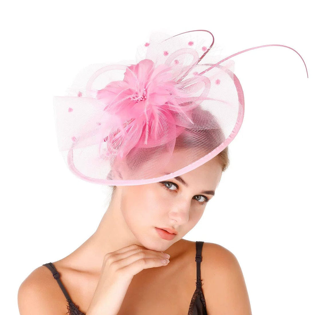 Elegant Showlu Fashion banquet hat with decorative barrettes, perfect as a stylish hair accessory for women.