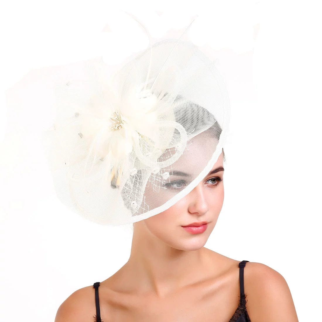 Elegant Showlu Fashion banquet hat with decorative hair barrettes, perfect for formal events and special occasions.