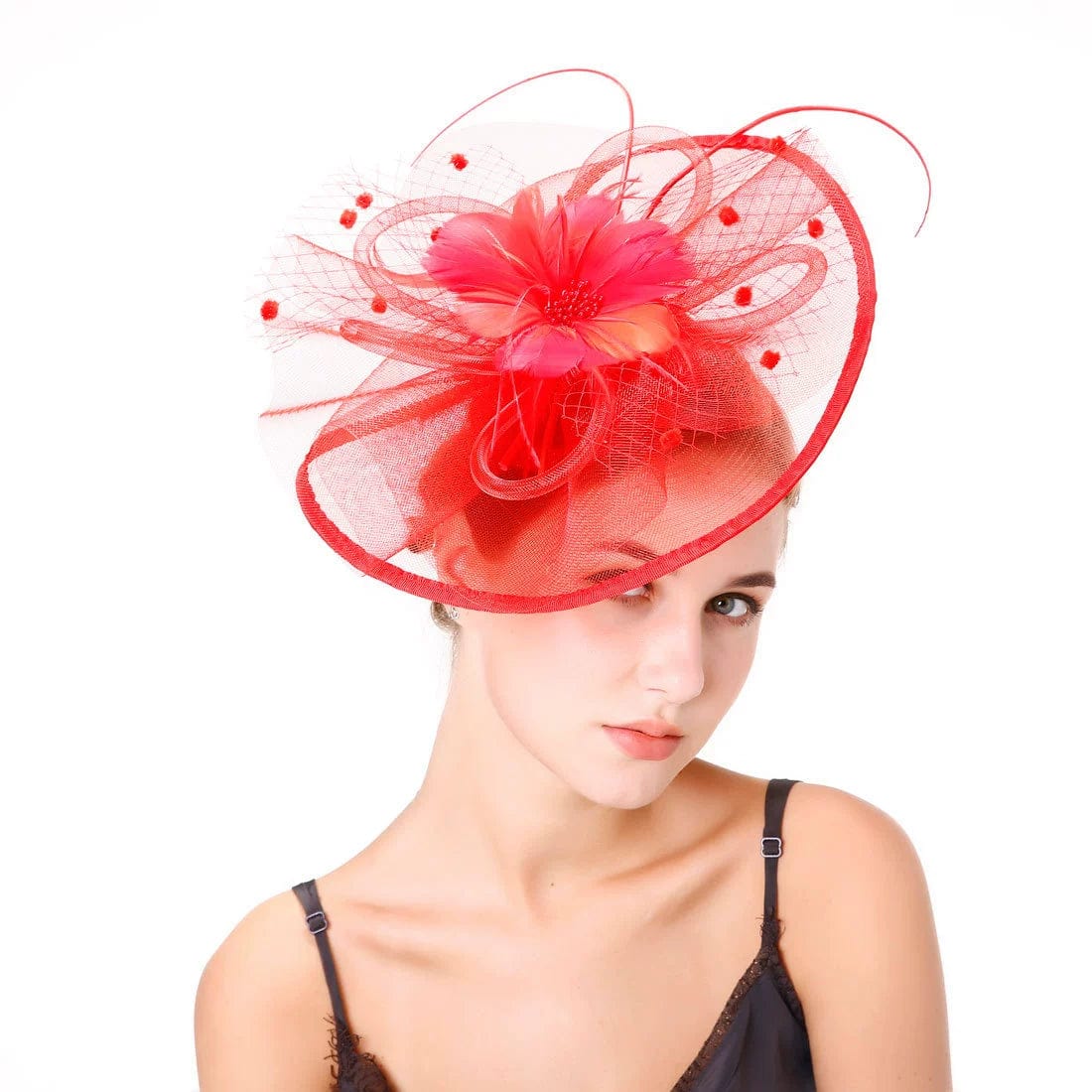 Elegant Showlu Fashion banquet hat with decorative barrettes, perfect as a stylish hair accessory for women.