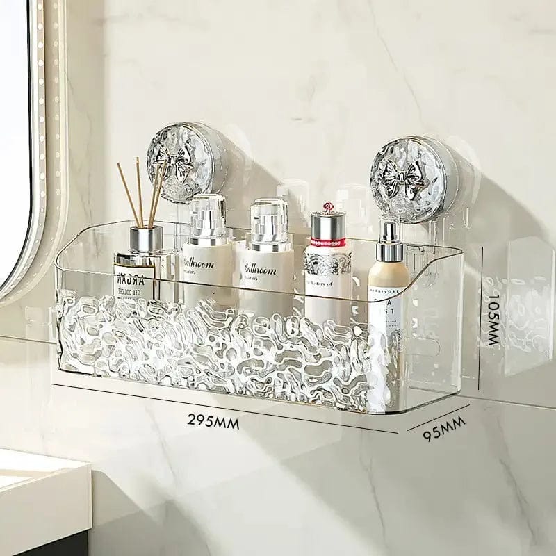 Showlu suction cup bathroom shelf with wall mount design, corner shower storage basket for shampoo and cosmetics, bathroom organizer.