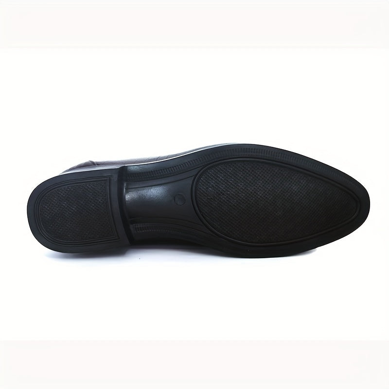 Black crocodile-embossed slip-on Oxford loafers for men by SHOWLU FASHION STORE, showcasing sleek, stylish leather footwear.