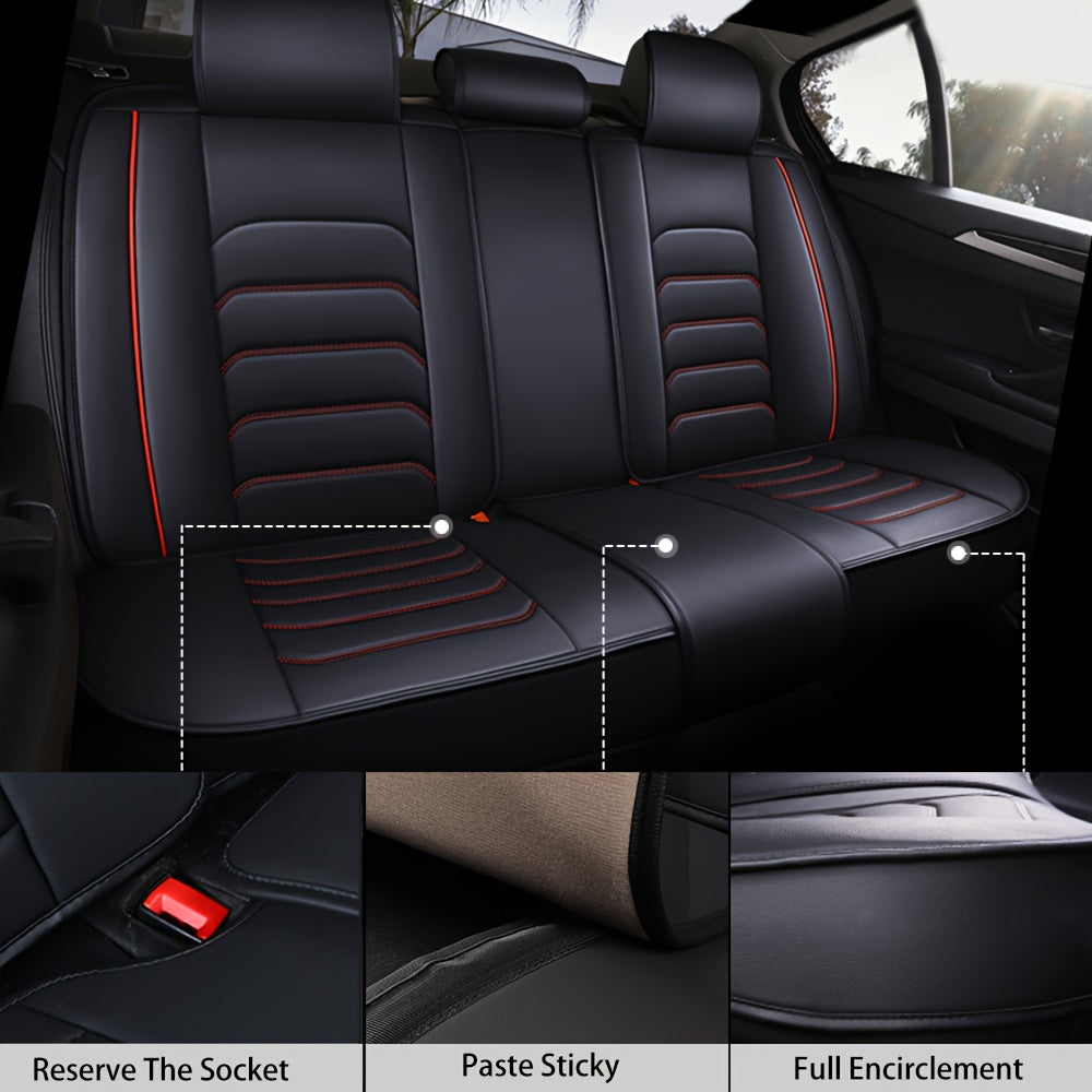 Showlu Fashion faux leather car seat covers set, universal full set for vehicle protection and stylish interior upgrade.