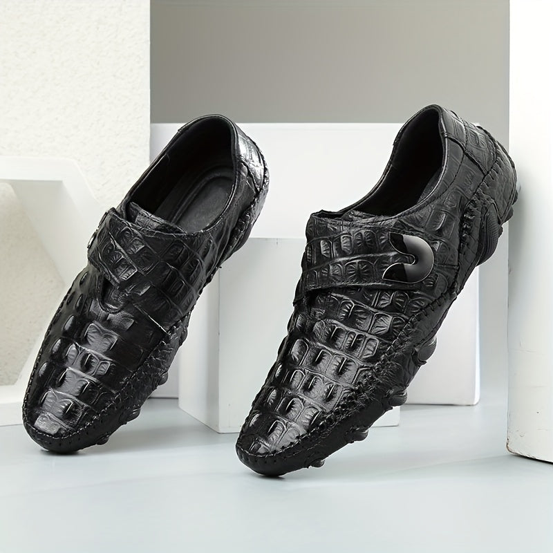 Men's SHOWLU top grain leather loafers with non-slip soles, casual oxford shoes featuring classic design and comfortable fit.