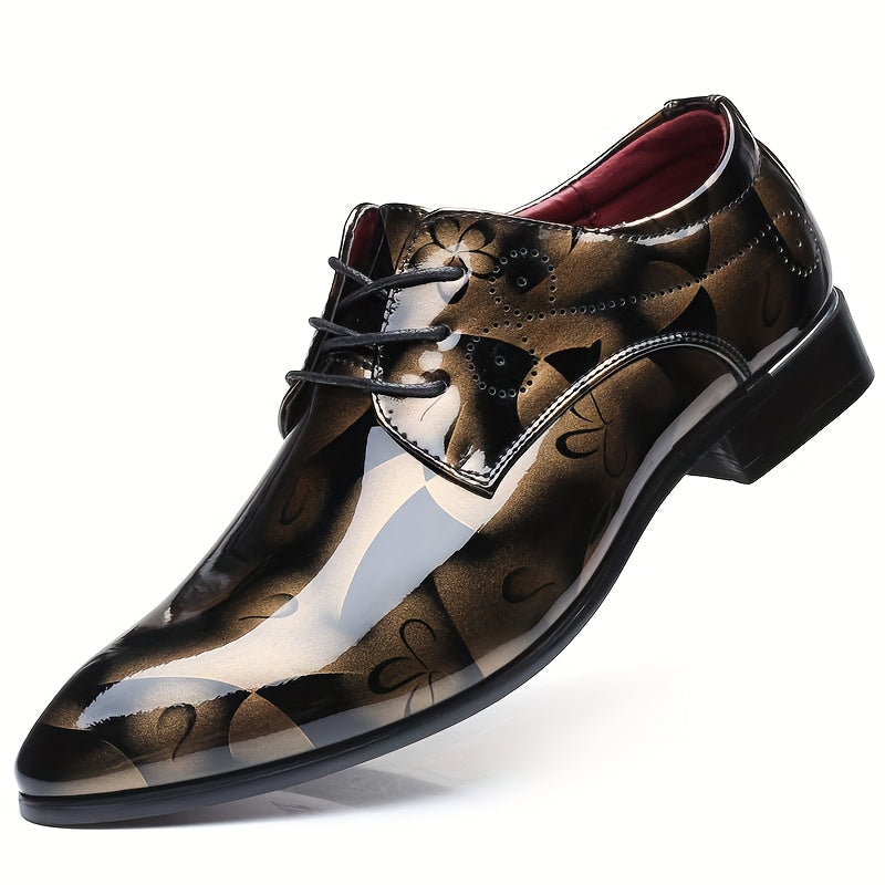 SHOWLU men's pointed-toe business shoes with floral crystal details, formal loafers perfect for elegant occasions