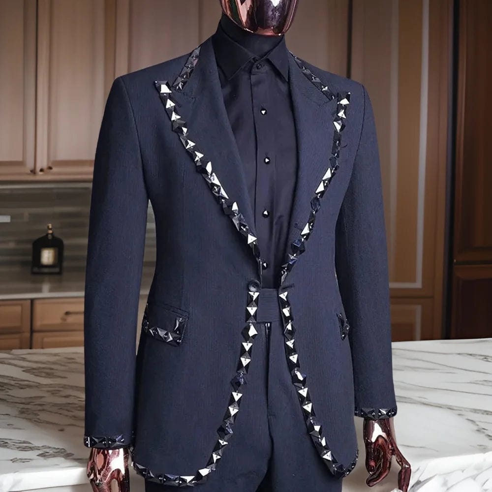 Beaded Wedding Suits for Men Notched Lapel Custom Blazer Set 2 Pcs Groom Tuxedo Groomsman Fashion Costume Jacket with Pants - SHOWLU FASHION STORE