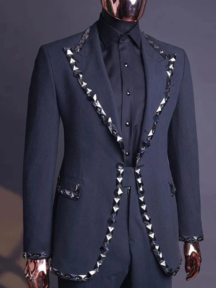 Beaded Wedding Suits for Men Notched Lapel Custom Blazer Set 2 Pcs Groom Tuxedo Groomsman Fashion Costume Jacket with Pants - SHOWLU FASHION STORE