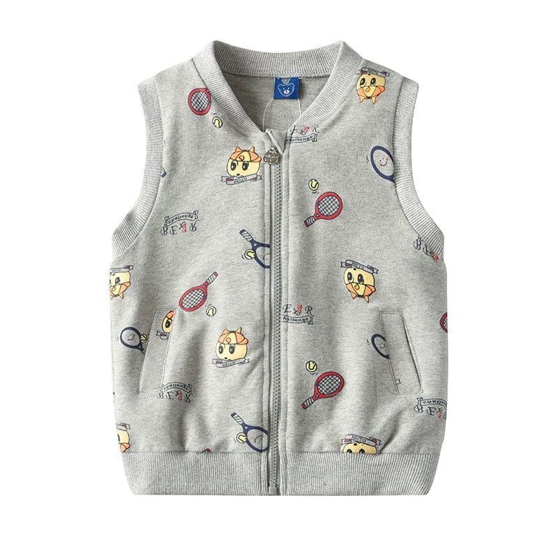 Bright Bear baby boys cotton zipper vest by Showlu Fashion, featuring a cute cartoon bear design for spring and autumn wear.