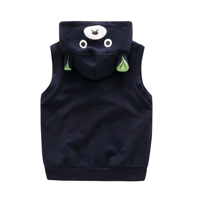 Bright Bear Baby Boys cartoon cotton zipper vest by Showlu Fashion Store, sleeveless spring and autumn children's clothing for a cute look.
