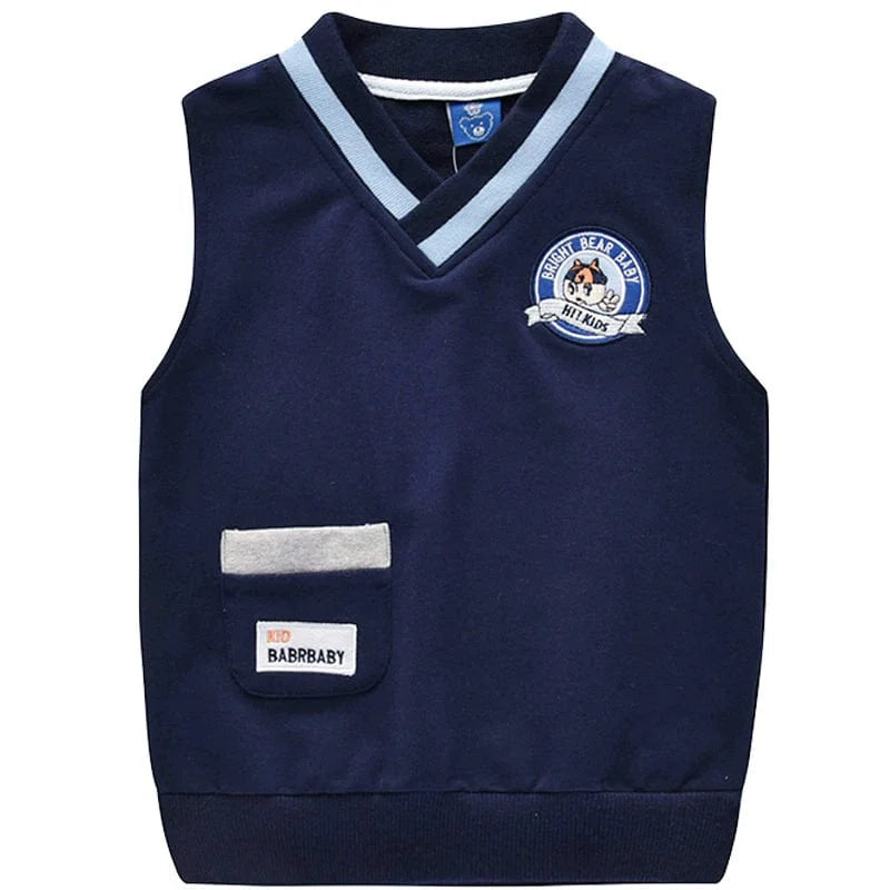 Bright Bear baby boys cartoon cotton zipper vest by Showlu Fashion, sleeveless spring and autumn children's clothing, casual and comfortable.