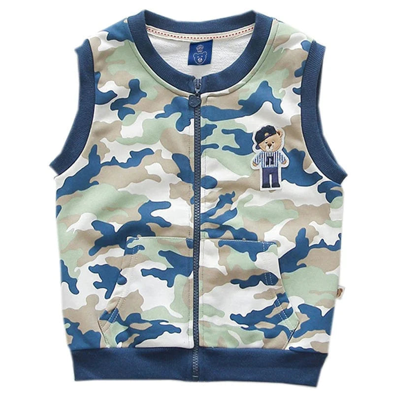Bright Bear baby boys cotton zipper vest by Showlu Fashion Store, featuring a cute cartoon bear design for spring and autumn wear.