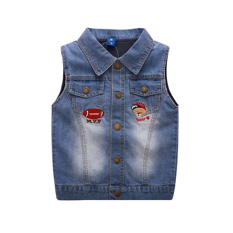 Bright Bear baby boys cotton zipper vest by Showlu Fashion Store, featuring cartoon bear design for spring and autumn wear.