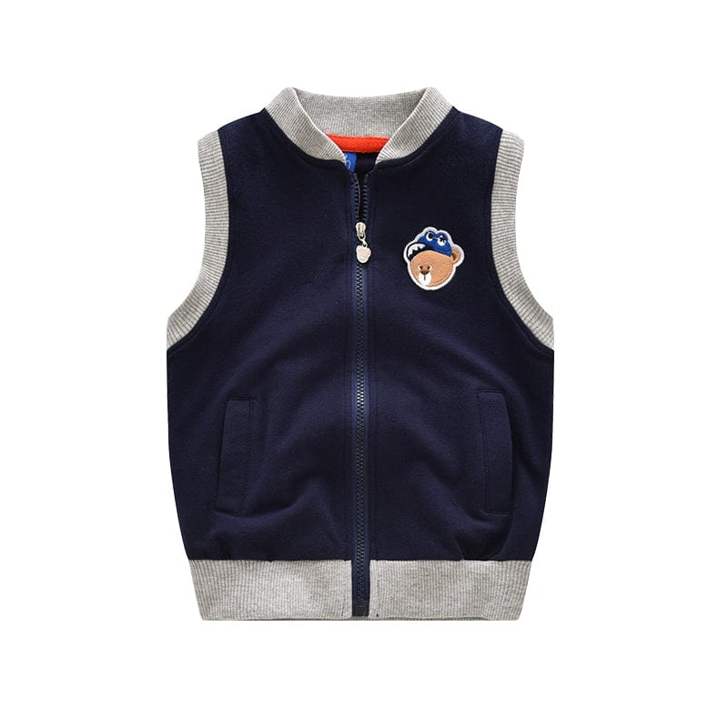 Bright Bear baby boys cotton zipper vest by Showlu Fashion Store, featuring a cute cartoon bear design for spring and autumn wear.