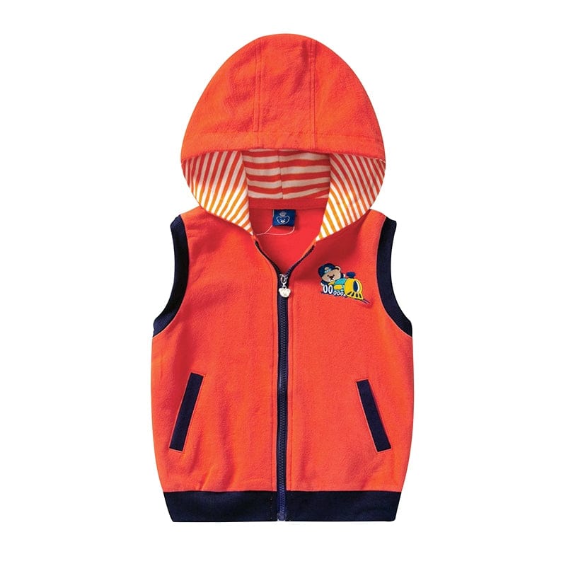 Bright Bear baby boys cotton zipper vest by Showlu Fashion, featuring a cute cartoon bear design for spring and autumn wear.