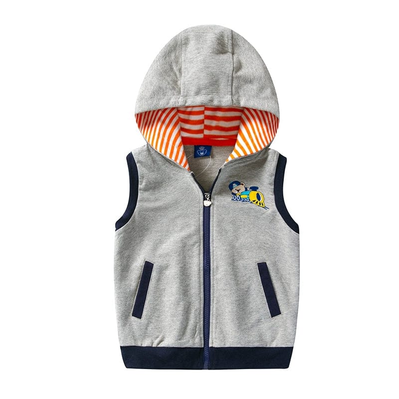 Bright Bear baby boys cotton zipper vest by Showlu Fashion Store, featuring a cute cartoon bear design for spring and autumn wear.