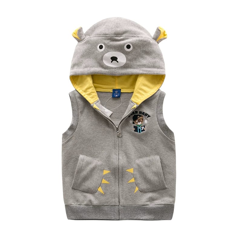 Bright Bear baby boys cotton zipper vest by Showlu Fashion Store, featuring a cute cartoon bear design for spring and autumn wear.