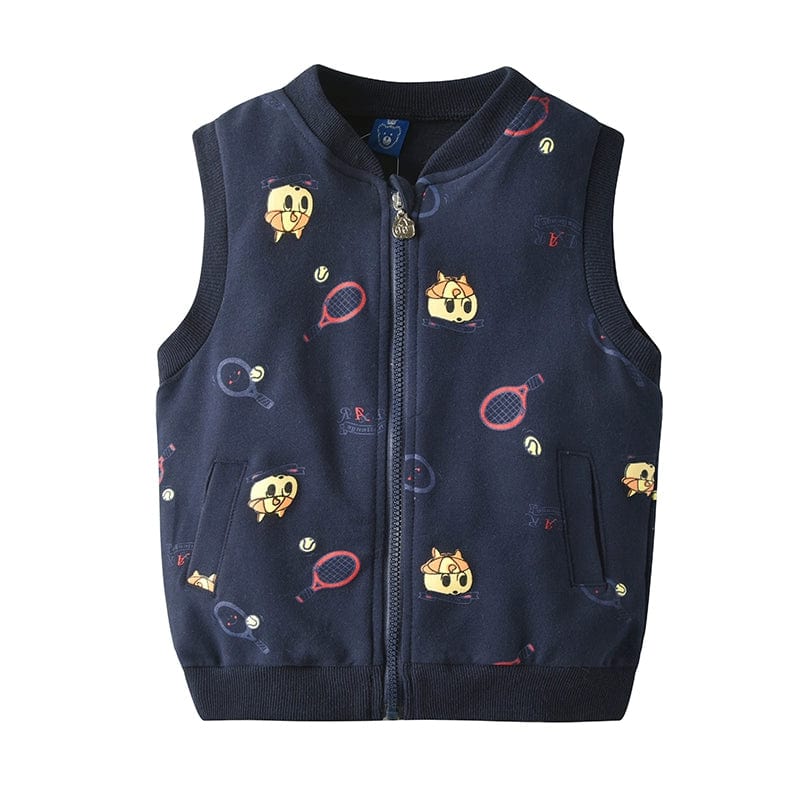 Bright Bear baby boys cotton zipper vest by Showlu Fashion, featuring cartoon bear design for spring and autumn casual wear.