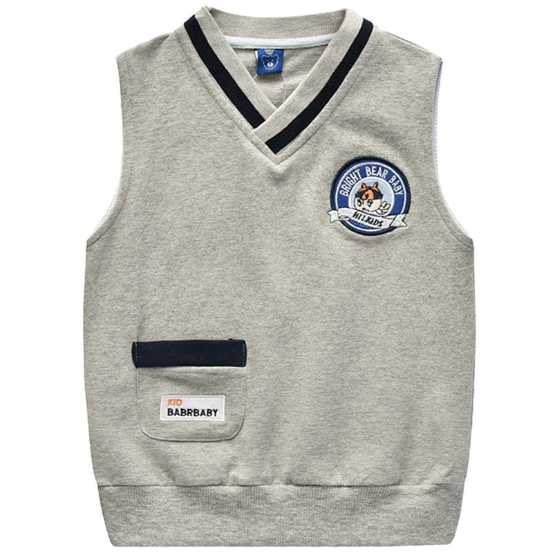 Bright Bear baby boys cotton zipper vest by Showlu Fashion Store, featuring a cartoon bear design for spring and autumn wear.