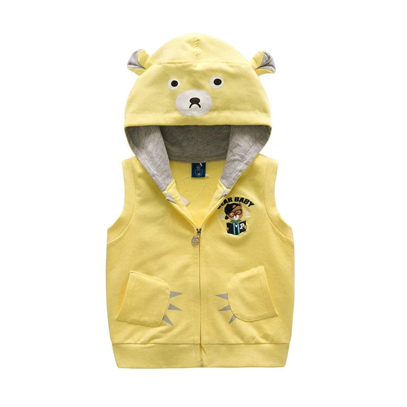 Bright Bear baby boys cotton zipper vest by Showlu Fashion Store, featuring a cute cartoon bear design for spring and autumn wear.