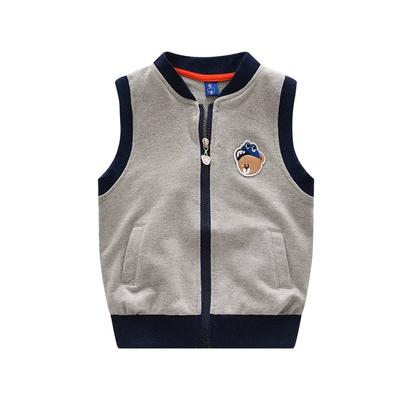 Bright Bear baby boys cartoon cotton zipper vest by Showlu Fashion, featuring a cute bear design for spring and autumn wear.