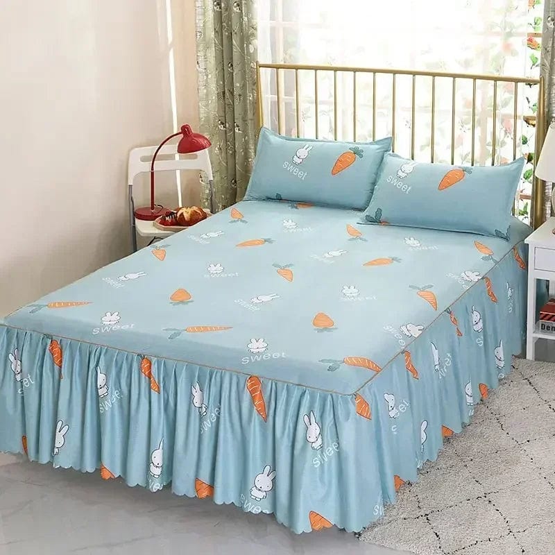 Cotton embroidery bed skirt and pillowcase set from SHOWLU FASHION, 3-piece bedding set for king or queen size beds.