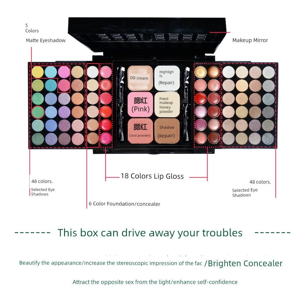 Girl's Magic Box 78-color eyeshadow palette by Showlu Fashion Store, featuring vibrant shades for beginner makeup application.