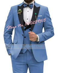 Beige Business Men Suits Costume Homme Slim Fit 3 Piece Double Breasted Suit Men Wedding Prom Party Business(Blazer+Vest+Pants) - SHOWLU FASHION STORE
