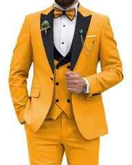 Beige Business Men Suits Costume Homme Slim Fit 3 Piece Double Breasted Suit Men Wedding Prom Party Business(Blazer+Vest+Pants) - SHOWLU FASHION STORE