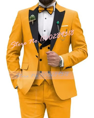 Beige Business Men Suits Costume Homme Slim Fit 3 Piece Double Breasted Suit Men Wedding Prom Party Business(Blazer+Vest+Pants) - SHOWLU FASHION STORE