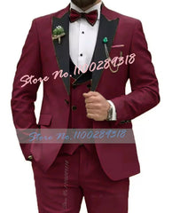 Beige Business Men Suits Costume Homme Slim Fit 3 Piece Double Breasted Suit Men Wedding Prom Party Business(Blazer+Vest+Pants) - SHOWLU FASHION STORE
