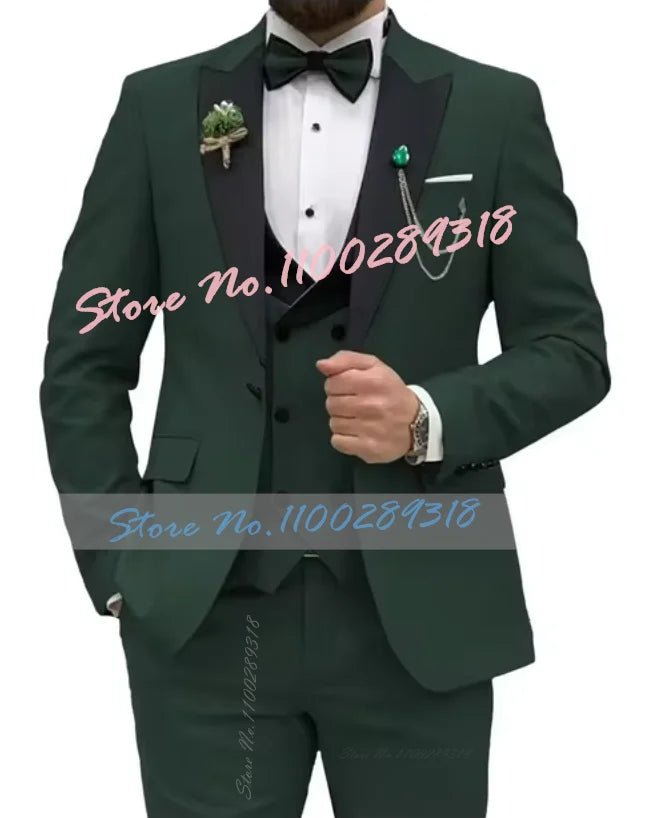 Beige Business Men Suits Costume Homme Slim Fit 3 Piece Double Breasted Suit Men Wedding Prom Party Business(Blazer+Vest+Pants) - SHOWLU FASHION STORE