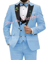 Beige Business Men Suits Costume Homme Slim Fit 3 Piece Double Breasted Suit Men Wedding Prom Party Business(Blazer+Vest+Pants) - SHOWLU FASHION STORE