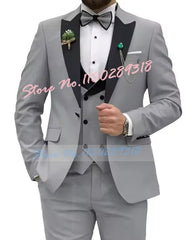 Beige Business Men Suits Costume Homme Slim Fit 3 Piece Double Breasted Suit Men Wedding Prom Party Business(Blazer+Vest+Pants) - SHOWLU FASHION STORE