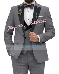 Beige Business Men Suits Costume Homme Slim Fit 3 Piece Double Breasted Suit Men Wedding Prom Party Business(Blazer+Vest+Pants) - SHOWLU FASHION STORE
