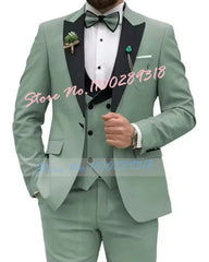 Beige Business Men Suits Costume Homme Slim Fit 3 Piece Double Breasted Suit Men Wedding Prom Party Business(Blazer+Vest+Pants) - SHOWLU FASHION STORE