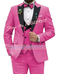 Beige Business Men Suits Costume Homme Slim Fit 3 Piece Double Breasted Suit Men Wedding Prom Party Business(Blazer+Vest+Pants) - SHOWLU FASHION STORE