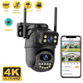 BELIA 8MP 4K WiFi outdoor security camera with dual lenses, AI human detection, digital zoom, and outdoor IP surveillance.