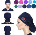 Showlu Fashion 100% Cotton printed scrub cap with adjustable fit for long hair, ideal for doctors and nurses.