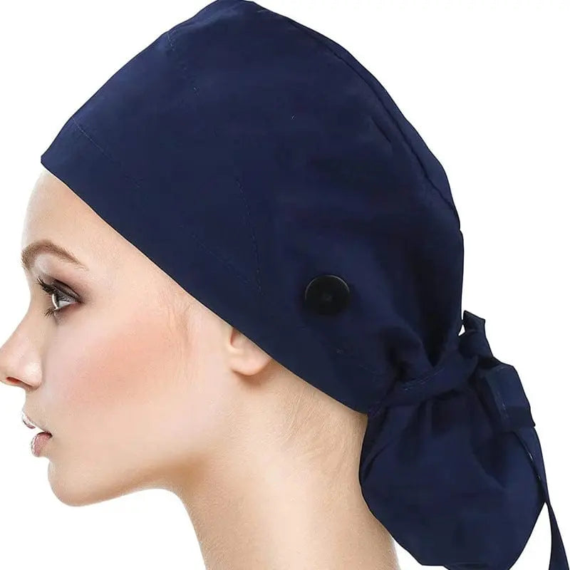 Showlu Fashion Store SIBAIZHI 100% cotton printed scrub cap, adjustable for long hair, healthcare professional surgical headwear