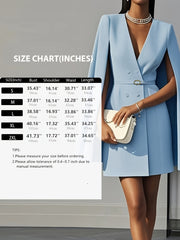 TIMELOVEE 2025 Women's Elegant V-Neck Cape Sleeve Mini Dress with Tied Waist - A-Line Office & Urban Formal Dress, Machine Washable Polyester, Spring Summer Fall Lightweight Business Casual Wear, Sophisticated Tailoring