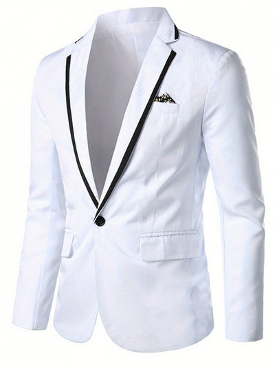 SHOWLU Men's Solid Color Casual Lapel Jacket – Polyester Outerwear