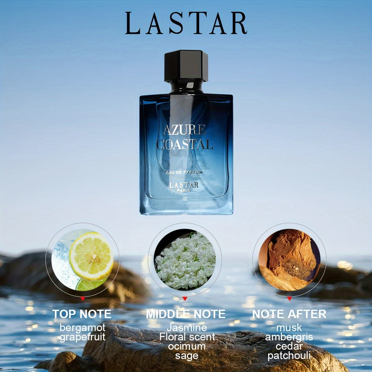 SHOWLU FASHION Fougie Ocean unisex body perfume spray bottle, 1.71 oz, with sleek design and ocean-inspired fragrance.