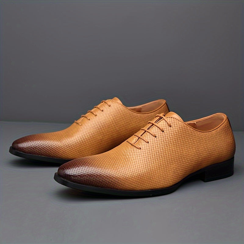 Men's SHOWLU Whole-Cut Oxford Shoes in microfiber leather, formal footwear with sleek design and polished finish.