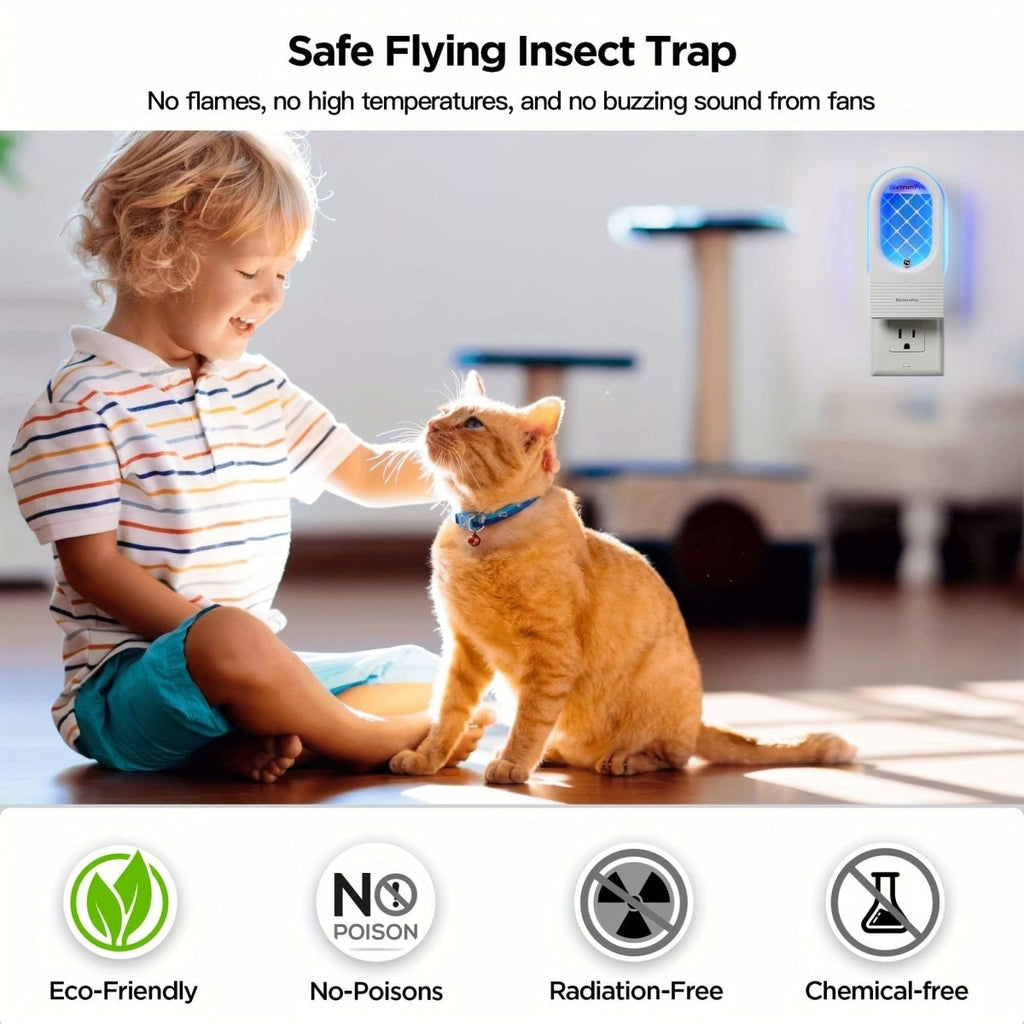 Bietrun Plug-in Flying Insect Trap with UV and blue light, captures gnats, fruit flies, moths, mosquitoes, and house flies indoors