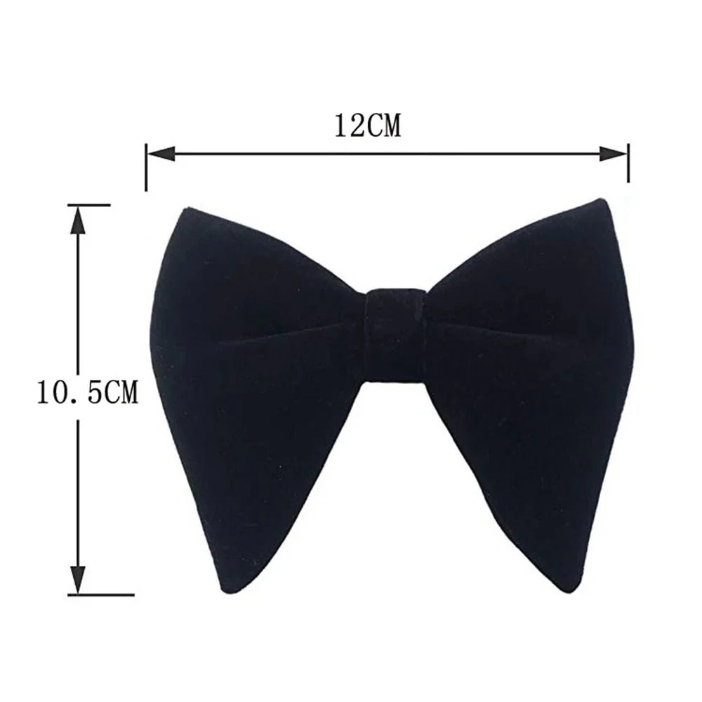 Velvet bow tie set with matching pocket square and cufflinks from Showlu Fashion, ideal for men’s formal events and weddings.
