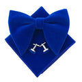 Velvet bow tie set for men with matching pocket square and cufflinks, stylish accessories for formal events and weddings.
